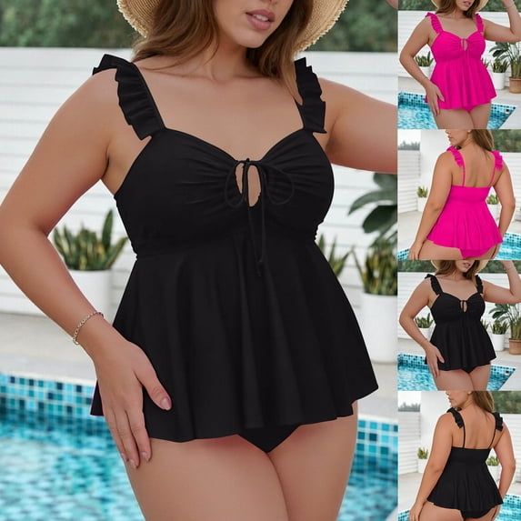 Vetsdori Tankini Swim Suits for Women Summer 2 Piece Bathing Suits Modest Plus Size,Outfits Solid Color Trajes De Bano Mujer Womens Swimwear