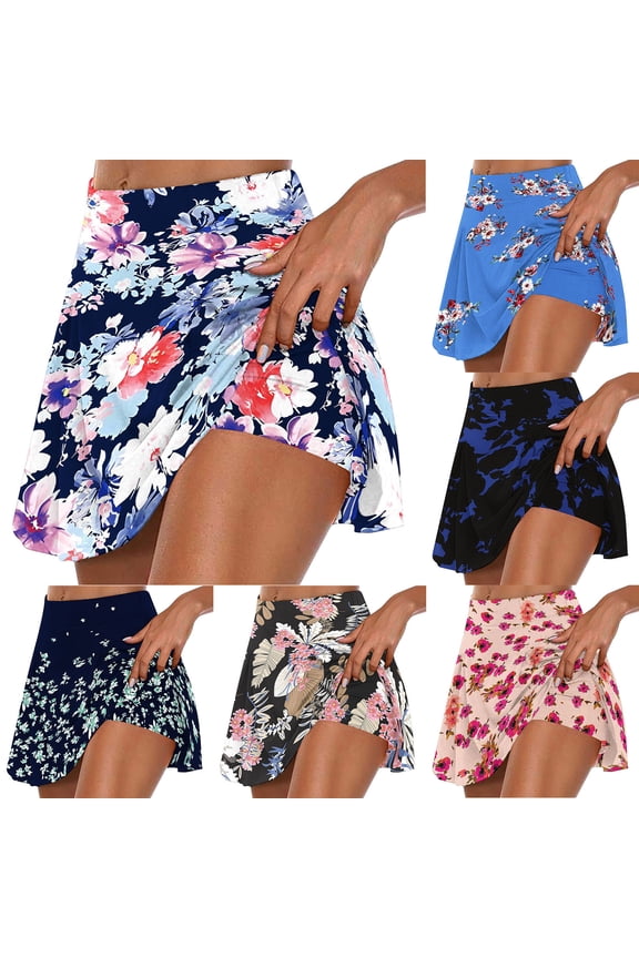 Tennis Skorts for Women Summer Yoga Shorts Casual Workout,Floral Print Womens Skirts