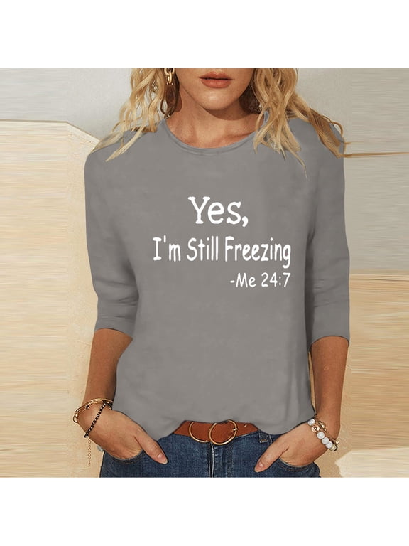 Three Quarter Sleeve Tops for Women Plus Size Pullover Tunic Casual,Graphic Dressy Summer Juniors T-Shirts Gift