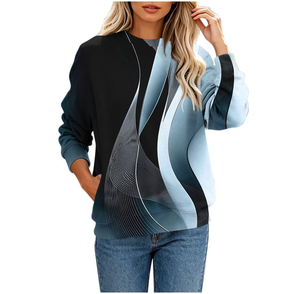 Vetsdori Tops Sweatshirts for Women Graphic Pockets Pullover Long Sleeve Hoodless,Winter Loose Soft Womens Sweatshirts Casual