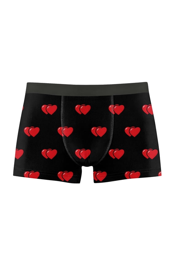 Trunks Underwear for Men Casual Valentines Cozy Boxers Soft Heart Print Elastic Waist Mens Boxer Briefs Fashion