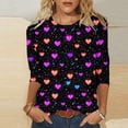 thumbnail image 1 of Vetsdori Valentine Shirts for Women Plus Size Gifts for Girlfriend Blouses Holiday 3/4 Sleeve Cute Graphic,Fashion Crew Neck Ladies Tops Summer, 1 of 5
