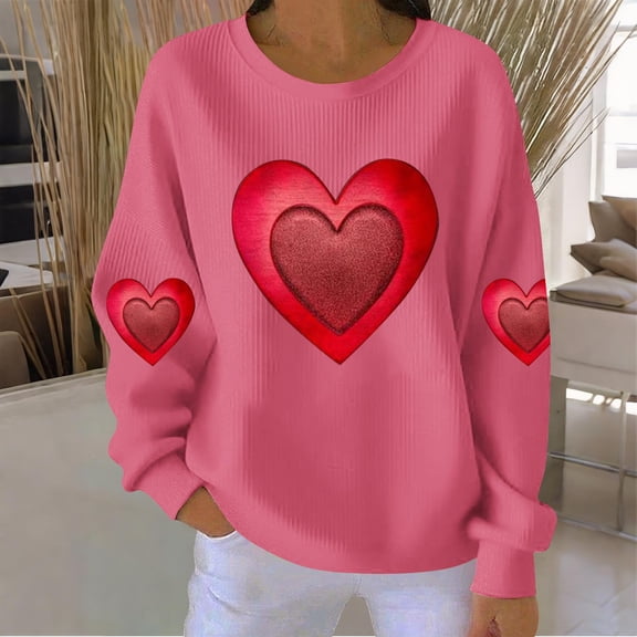 Vetsdori Valentine Shirts for Women Pullover Crew Neck Tops Valentine's Days, Winter Gifts for Girlfriend Womens Sweatshirts Casual