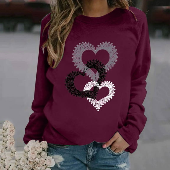 Vetsdori Valentine Sweatshirts for Women Plus Size Tops Pullover Valentine's Days Gifts for Girlfriend Spring Womens Sweatshirts