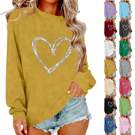 Vetsdori Valentine Sweatshirts for Women Pullover Crew Neck Shirts Valentine's Days, Gifts for Girlfriend Womens Sweatshirts Winter