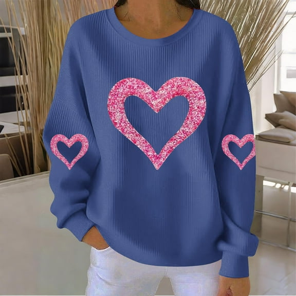 Vetsdori Valentine Sweatshirts for Women Pullover Crew Neck Shirts Valentine's Days, Winter Womens Sweatshirts Love Heart