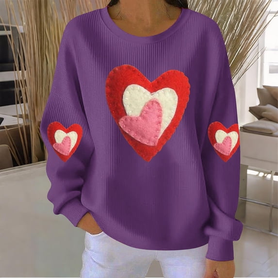Vetsdori Valentine Sweatshirts for Women Pullover Shirts Crew Neck Winter, Gifts for Girlfriend Valentine's Days Womens Sweatshirts Love Heart