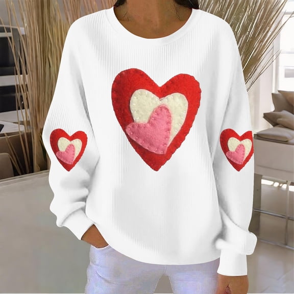 Vetsdori Valentine Sweatshirts for Women Pullover Valentine's Days Shirts Crew Neck, Spring Love Heart Womens Sweatshirts