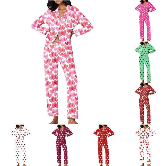 Vetsdori Valentines Pajama Sets for Women Gifts for Girlfriend Nightwear Sleepwear Soft Loungewear Plus Size PJS Womens Pajamas Short Sleeved Tops Long Pants,Pink