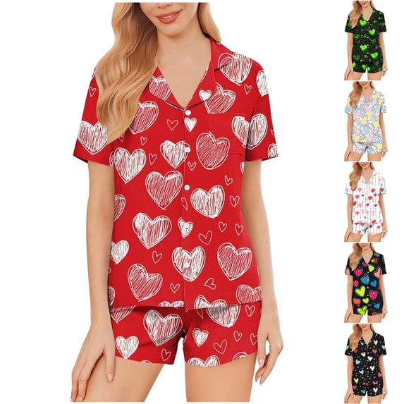 Vetsdori Valentines Pajama Sets for Women Gifts for Girlfriend Soft Sleepwear Nightwear Valentines Day 2 Pieces PJS Womens Pajamas Spring