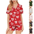 thumbnail image 1 of Vetsdori Valentines Pajama Sets for Women Loungewear Spring Sleepwear Valentines Day Shorts & Top Gifts for Girlfriend Home Womens Pajamas Collared, 1 of 9