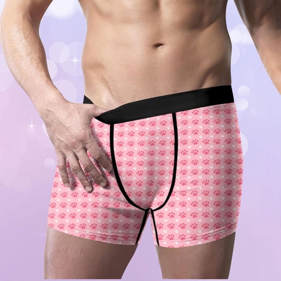 Vetsdori Valentines Underwear for Men Casual Cozy Soft Heart Print Elastic Waist Trunks Boxers Ropa Hombre Mens Boxer Briefs