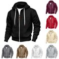 thumbnail image 1 of Vetsdori Winter Sweatshirts for Men Drawstring Comfy Zipper Long Sleeve Outdoor Hooded Trendy Mens Hoodie Solid Color, 1 of 7