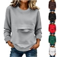 thumbnail image 1 of Vetsdori Winter Sweatshirts for Women Crew Neck Solid Color Pullover Zipper Pockets Para Mujer Tops Long Sleeve,Fashion Womens Sweatshirts, 1 of 7