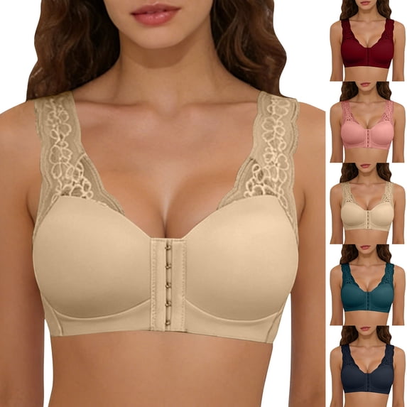 Vetsdori Wirefree Sports Bras for Women Front Close Bralette Yoga,No Padding Summer Womens Bras Soft