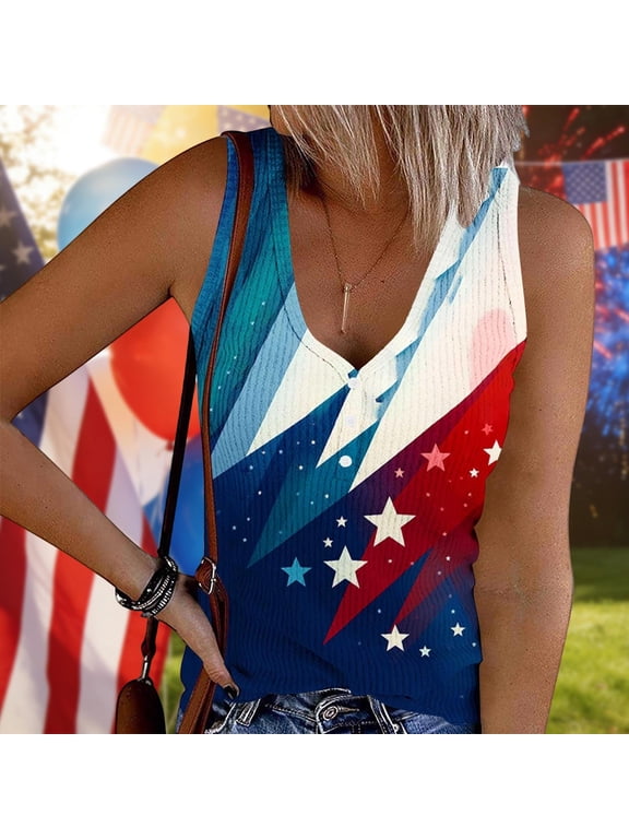 Women's 4th of July Tank Tops Work Summer Tshirts Sleeveless Patriotic Casual Undershirts Independence Day Fashion Tops for Junior Camisole