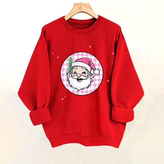 Vetsdori Women's Christmas Sweatshirts Graphic Winter Pullover Tops Crew Neck,Para Mujer Long Sleeve Lightweight Comfy Sweatshirts for Women