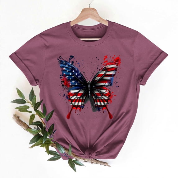 Vetsdori Women's Patriotic Shirts Short Sleeve Graphic Pullover Independence Day Casual,Red White and Blue Crew Neck Fashion July 4th Shirts for Women USA Years Anniversary
