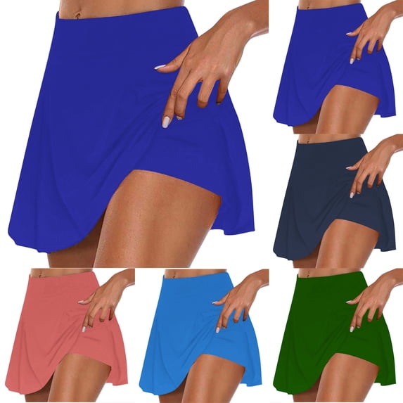 Vetsdori Women's Skorts Tennis Workout Shorts Yoga Summer,Solid Color Running Skirts for Women Casual