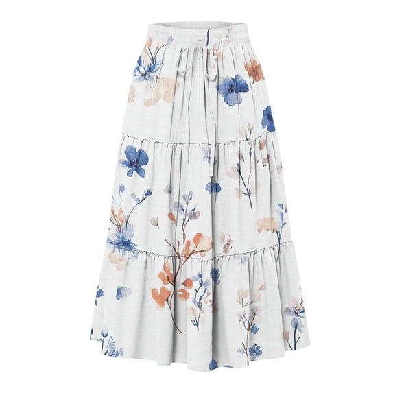 Vetsdori Women's Summer Casual Fashion Solid Color Drawstring Pocket Elastic Waist Skirt