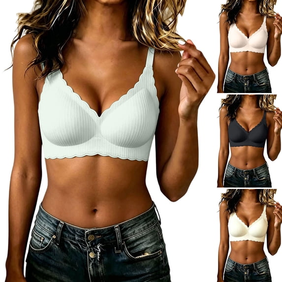 Vetsdori Women's Wirefree Everyday Bras Soft Bralette Minimizer Large Bust Bras,Lightweight Push up Bras for Women