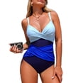 thumbnail image 1 of Vetsdori Womens 1 Piece Bathing Suits Strap Swimwear Tankini Holiday Patchwork Color,Casual Swimsuits for Ladies, 1 of 6