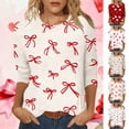 thumbnail image 1 of Vetsdori Womens 3/4 Sleeve T-Shirts Valentine Plus Size Blouses Holiday Summer,Gifts for Girlfriend Cute Graphic Tops for Junior Trendy, 1 of 8