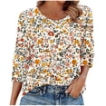 thumbnail image 1 of Vetsdori Womens 3/4 Sleeve Tops Button up Pullover Plus Size Tunic,Summer Casual Graphic T-shirts for Junior Gift, 1 of 7
