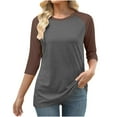 thumbnail image 1 of Vetsdori Womens 3/4 Sleeve Tops Plus Size Pullover Tunic Crew Neck Holiday,Raglan Fashion Blouses for Womens Summer, 1 of 4