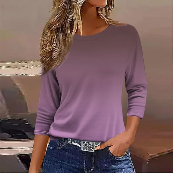 Vetsdori Womens 3/4 Sleeve Tops Plus Size Pullover Tunic Graphic Dressy,Round Neck Trendy Blouses for Womens Summer