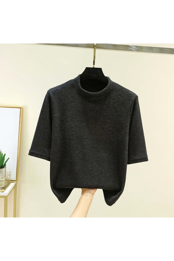 Womens 3/4 Sleeve Tops Pullover Knit Plain,Summer Trendy Warm Blouses for Junior Fashion