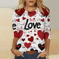 thumbnail image 1 of Vetsdori Womens 3/4 Sleeve Tops Valentine Plus Size Blouses Summer Gifts for Girlfriend Holiday Graphic,Cute Shirts for Junior Crew Neck, 1 of 5