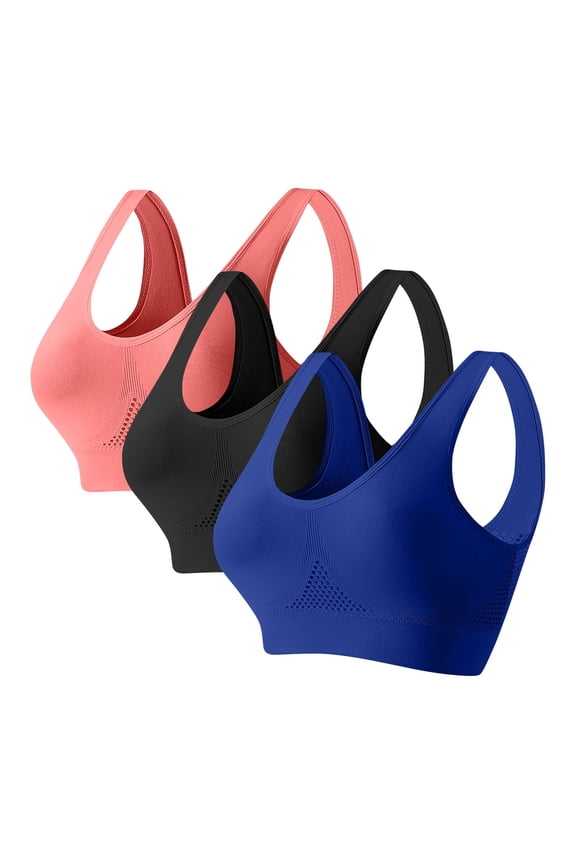 Womens 3 Pack Sports Bras Bralette Plus Size Bra Wireless Cozy Pullover Breathable Lightly Seamless Underwear for Women, Size XXXXXL