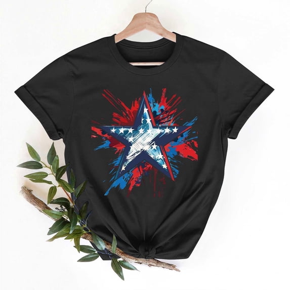 Vetsdori Womens American Flag Shirts USA Years Anniversary Red White and Blue Pullover Graphic Short Sleeve Crew Neck Fourth of July,Fashion Independence Day Tops for Women Casual