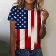 thumbnail image 1 of Vetsdori Womens American Flag T Shirts Summer July 4th Pullover Graphic Red White and Blue Short Sleeve Plus Size Red White and Blue , Crew Neck Independence Day Tops for Women Casual, 1 of 7