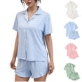 thumbnail image 1 of Vetsdori Womens Button up Pajamas Sets PJS 2 Pieces Homewear Shorts & Top Soft,Collared Sleepwear Lightweight Pajamas for Women, 1 of 9