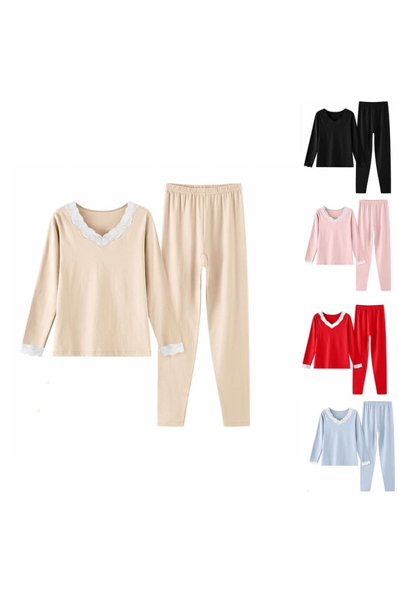 Womens Cotton Pajamas Soft Thermal Nightwear Sets Sleepwear , Pj Sets Winter Loungewear for Women
