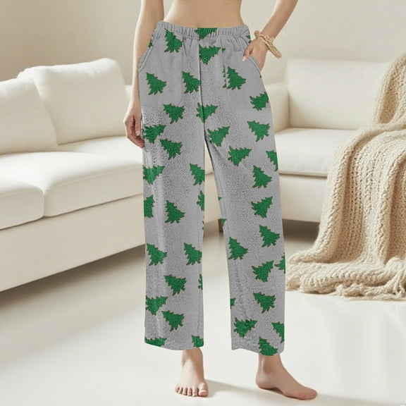 Vetsdori Womens Flannel Pajamas Pants Sleep Pants Fashion Pj Bottoms Soft Sleepwear Wide Leg Elastic Waist Lounge Pants for Women PJS