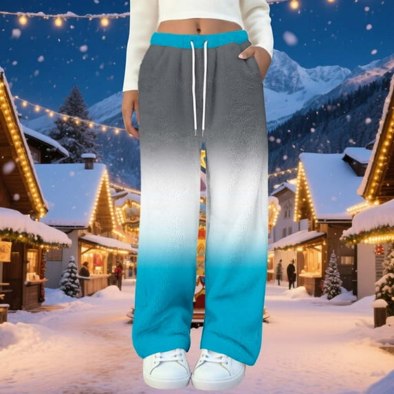 Vetsdori Womens Flannel Pajamas Pants Soft Comfy and Cozy Pj Bottoms Fleece Wide Leg Sleepwear Pockets Gradient Printed Lounge Pants for Women Elastic Waist