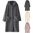 thumbnail image 1 of Vetsdori Womens Flannel Robes Long Length Night Gowns Button up Loungewear Hooded Texture Cozy Warm Bathrobe for Womens House, 1 of 9