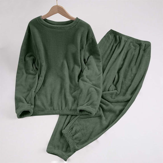 Vetsdori Womens Fleece Pajamas Sets Nightwear Loungewear , Thick Thermal Warm Pajamas for Women Long Sleeved Tops and Pants