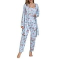 thumbnail image 1 of Vetsdori Womens Lightweight Pajamas Sets PJS Long Sleeve Nightwear,Homewear Sleepwear Soft Pants Pajamas for Women 3 Pieces, 1 of 5