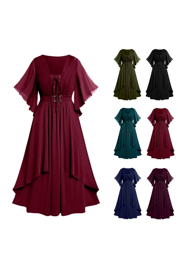 Womens Long Sleeve Midi Dresses Square Neckline Semi Formal Dresses Gowns,Wrap Solid Color Lightweight Dress for Ladies