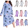 thumbnail image 1 of Vetsdori Womens Long Sleeve Nightgown Plus Size Sleepwear Sleep Shirts Soft Valentine's Day,Pajamas Dress MooMoo Cute Comfy Heart Print Nightgowns for Junior House, 1 of 3