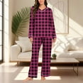 thumbnail image 1 of Vetsdori Womens Long Sleeve Pajamas Sets Casual Plus Size Nightwear Checkered Soft,2 Pieces Holiday Pajamas for Women, 1 of 7