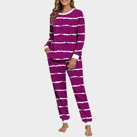 Vetsdori Womens Long Sleeve Pajamas Sets Fleece Thick Thermal Warm Nightwear 2 Pieces Soft Sleepwear Pockets Pants Pajamas for Women Homewear