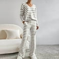 thumbnail image 1 of Vetsdori Womens Long Sleeve Pajamas Sets Stripe Lightweight Nightwear PJS Sleepwear Pants Holiday Pajamas for Women Soft, 1 of 7