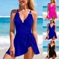 thumbnail image 1 of Vetsdori Womens One Piece Bath Suits Tankini Swimwear Strap Skirt,Padded Holiday Solid Color Swimsuits for Women, 1 of 7