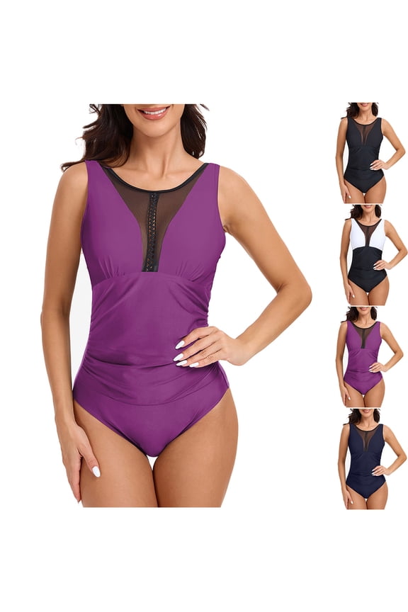 Womens One Piece Swim Suits Tankini Skirt Swimwear Summer Skirt Solid Color,Strap Bath Suits for Ladies Outfits