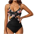 thumbnail image 1 of Vetsdori Womens One Piece Swimsuits Bikini Floral Print Swimwear Cutouts Vacation Tummy Control,Padded Wireless Racerback Bath Suits for Ladies, 1 of 6